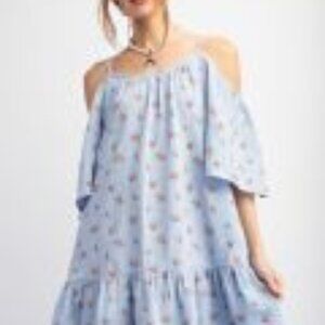 NWT Easel Brand FLORAL PRINTED COTTON GAUZE DRESS in Cream